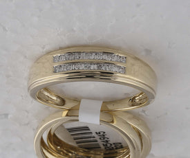 Eternal Love 14kt Yellow Gold Diamond Cluster Wedding Set - Front View