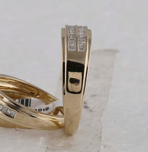 Load image into Gallery viewer, Eternal Love 14kt Yellow Gold Diamond Cluster Wedding Set - Side View