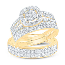 Load image into Gallery viewer, Eternal Love 14kt Yellow Gold Diamond Cluster Wedding Set - Top View