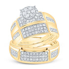 Eternal Love 14kt Yellow Gold Diamond Cluster Wedding Set - Top View