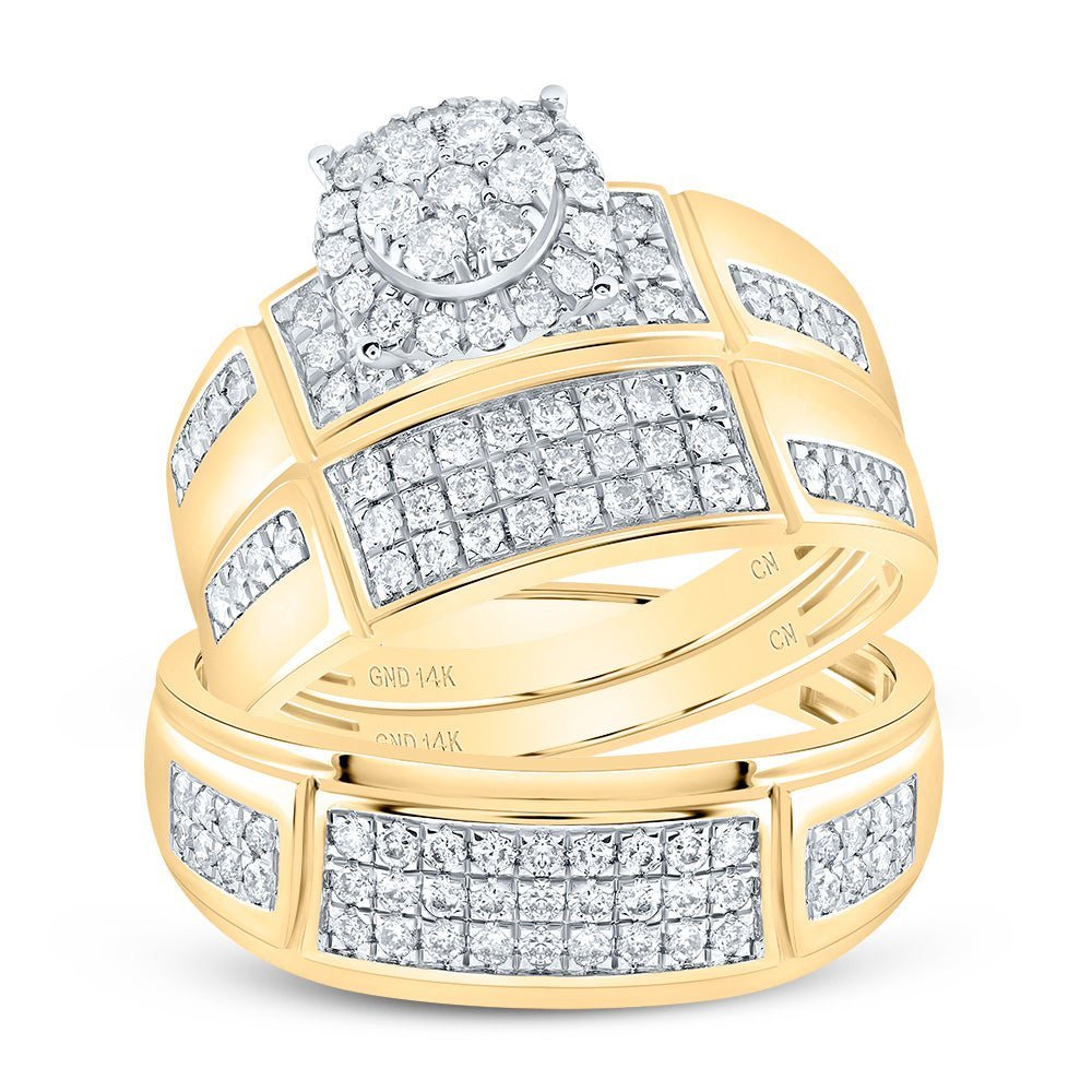 Eternal Love 14kt Yellow Gold Diamond Cluster Wedding Set - Splendid Jewellery