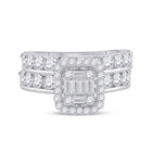 Eternal Love Baguette Diamond Wedding Ring Band Set - Front View