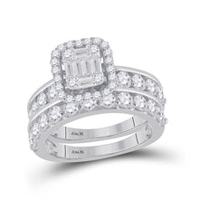 Load image into Gallery viewer, Eternal Love Baguette Diamond Wedding Ring Band Set - Top View