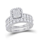 Eternal Love Baguette Diamond Wedding Ring Band Set - Top View