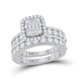 Eternal Love Baguette Diamond Wedding Ring Band Set - Top View