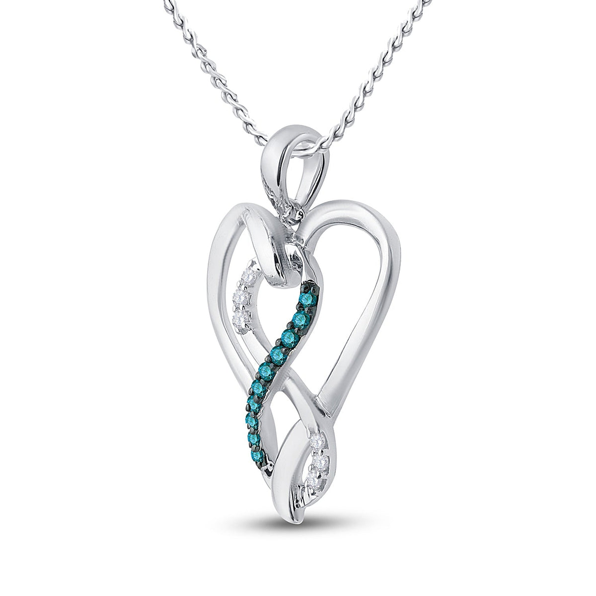 Eternal Love Blue Diamond Heart Pendant - Splendid Jewellery