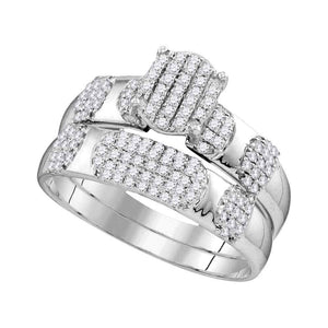 Eternal Love Brilliance: 10kt White Gold His Hers Round Diamond Oval Matching Wedding Set 3/4 Cttw - Splendid Jewellery