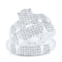 Load image into Gallery viewer, Eternal Love Brilliance: 10kt White Gold His Hers Round Diamond Oval Matching Wedding Set 3/4 Cttw - Splendid Jewellery