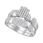Eternal Love Brilliance: 10kt White Gold His Hers Round Diamond Oval Matching Wedding Set 3/4 Cttw - Splendid Jewellery