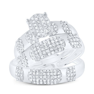 Eternal Love Brilliance: 10kt White Gold His Hers Round Diamond Oval Matching Wedding Set 3/4 Cttw - Splendid Jewellery