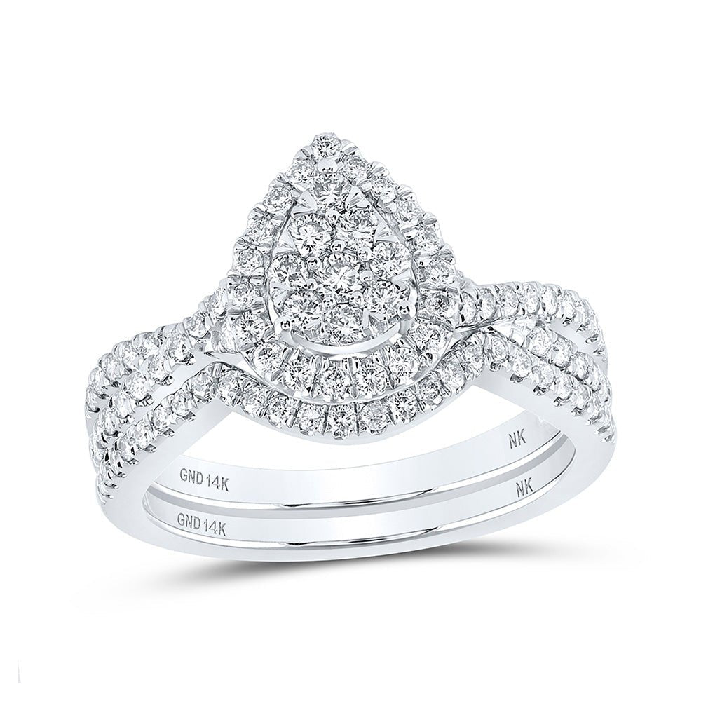Eternal Love Brilliance | 14kt White Gold Diamond Teardrop Bridal Wedding Ring Set 3/4 Cttw | Splendid Jewellery - Splendid Jewellery