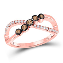 Load image into Gallery viewer, Eternal Love Brown Diamond Infinity Ring Top view from the 10Kt Rose Gold Womens Round Brown Diamond Fashion Infinity Ring 1 4 Cttwpin246722 collection by Splendid Jewellery