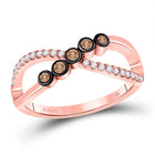 Eternal Love Brown Diamond Infinity Ring Top view from the 10Kt Rose Gold Womens Round Brown Diamond Fashion Infinity Ring 1 4 Cttwpin246722 collection by Splendid Jewellery