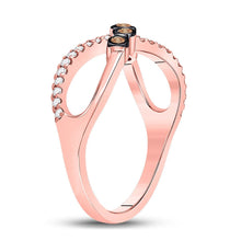 Load image into Gallery viewer, Eternal Love Brown Diamond Infinity Ring Side view from the 10Kt Rose Gold Womens Round Brown Diamond Fashion Infinity Ring 1 4 Cttwpin246722 collection by Splendid Jewellery