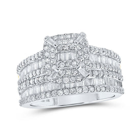 Eternal Love Collection | Exquisite 10kt White Gold Baguette Diamond Bridal Wedding Ring Band Set 1 - 1/3 Cttw - Splendid Jewellery