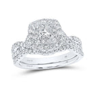 Eternal Love Diamond and Sapphire Halo Bridal Wedding Ring Set - Splendid Jewellery