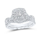 Eternal Love Diamond and Sapphire Halo Bridal Wedding Ring Set - Splendid Jewellery