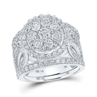 Eternal Love Diamond Cluster Bridal Wedding Ring Band Set - Splendid Jewellery