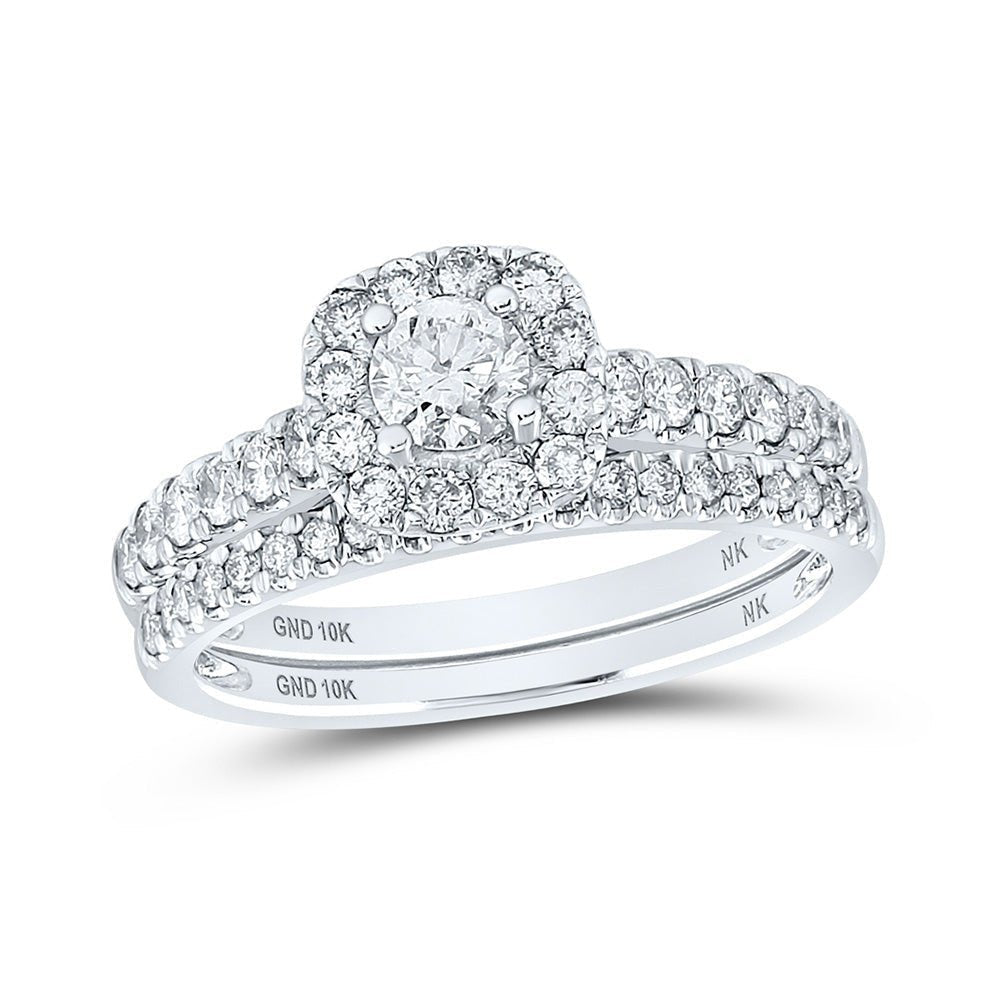 Eternal Love Diamond Halo Bridal Wedding Ring Band Set - Splendid Jewellery