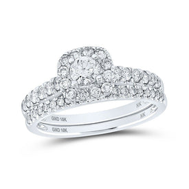 Eternal Love Diamond Halo Bridal Wedding Ring Band Set - Splendid Jewellery