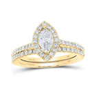 Eternal Love Diamond Halo Bridal Wedding Ring Band Set - Splendid Jewellery