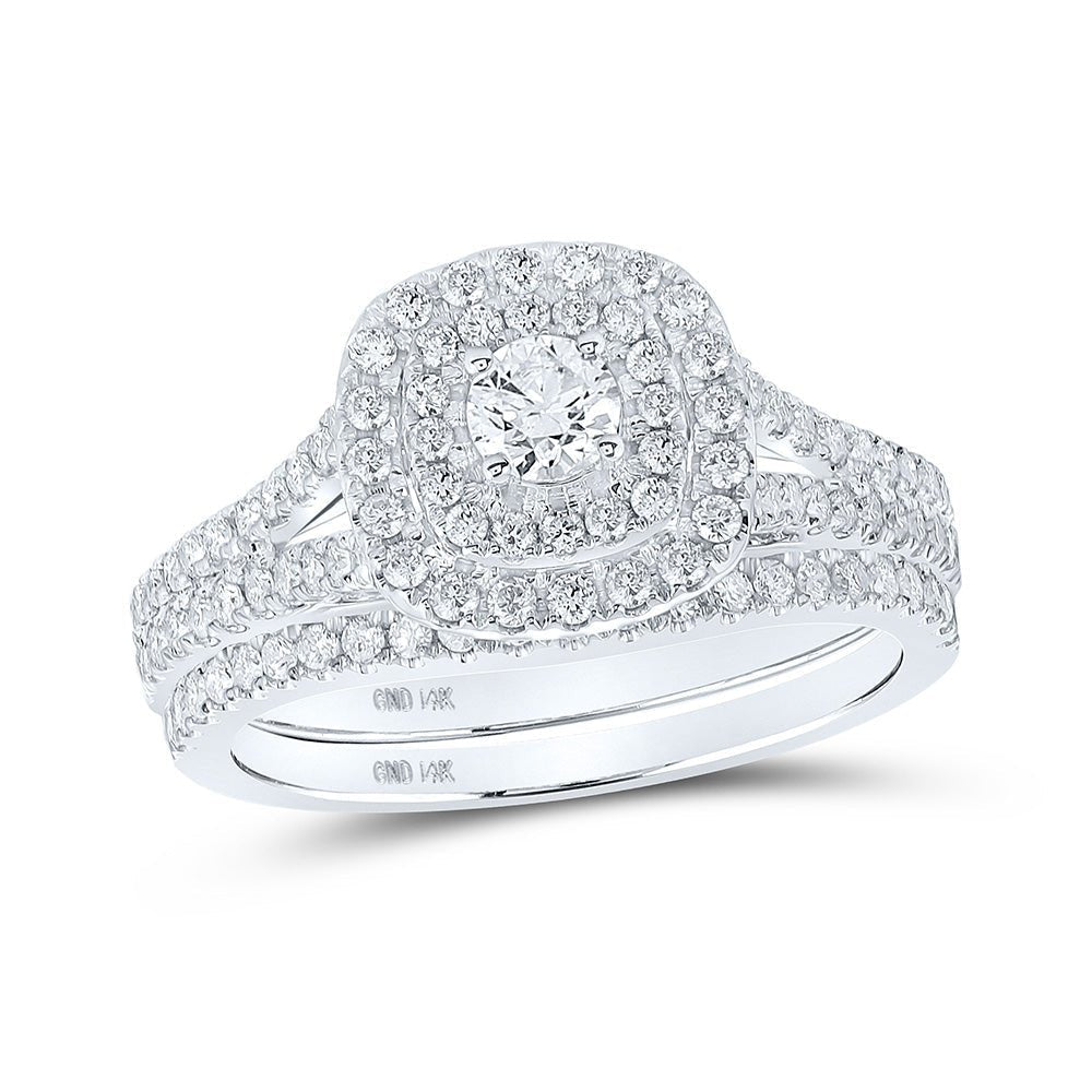 Eternal Love Diamond Halo Bridal Wedding Ring Set - Splendid Jewellery
