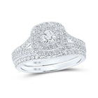 Eternal Love Diamond Halo Bridal Wedding Ring Set - Splendid Jewellery