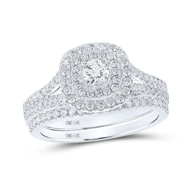 Eternal Love Diamond Halo Bridal Wedding Ring Set - Splendid Jewellery