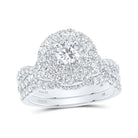 Eternal Love Diamond Halo Bridal Wedding Ring Set - Splendid Jewellery