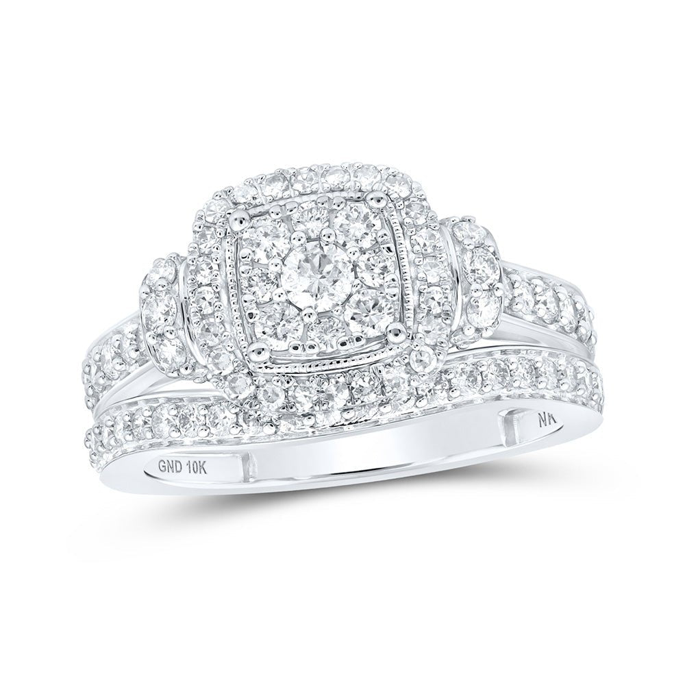 Eternal Love Diamond Halo Bridal Wedding Ring Set - Splendid Jewellery