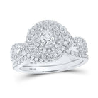Eternal Love Diamond Halo Bridal Wedding Ring Set - Splendid Jewellery