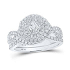 Eternal Love Diamond Halo Bridal Wedding Ring Set - Splendid Jewellery
