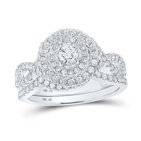 Eternal Love Diamond Halo Bridal Wedding Ring Set - Splendid Jewellery
