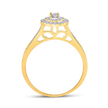 Load image into Gallery viewer, Eternal Love Diamond Halo Bridal Wedding Ring Set in 10kt Yellow Gold product  Top View from Splendid Jewellery