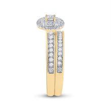 Load image into Gallery viewer, Eternal Love Diamond Halo Bridal Wedding Ring Set in 10kt Yellow Gold product Side View from Splendid Jewellery