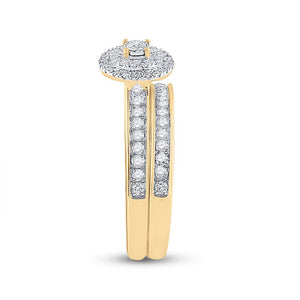 Eternal Love Diamond Halo Bridal Wedding Ring Set in 10kt Yellow Gold - Splendid Jewellery