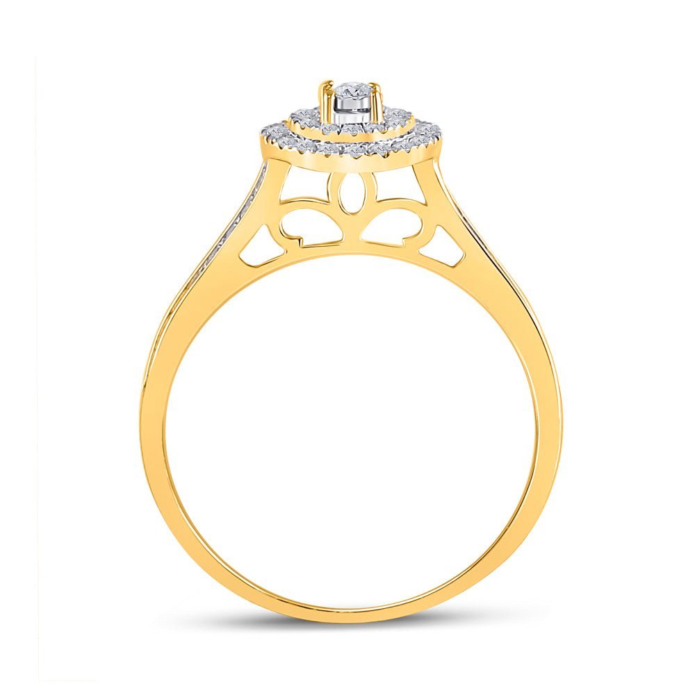 Eternal Love Diamond Halo Bridal Wedding Ring Set in 10kt Yellow Gold - Splendid Jewellery