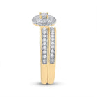 Eternal Love Diamond Halo Bridal Wedding Ring Set in 10kt Yellow Gold - Splendid Jewellery
