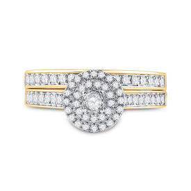 Eternal Love Diamond Halo Bridal Wedding Ring Set in 10kt Yellow Gold product Top View from Splendid Jewellery