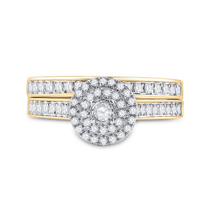 Eternal Love Diamond Halo Bridal Wedding Ring Set in 10kt Yellow Gold - Splendid Jewellery