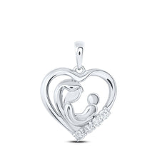 Load image into Gallery viewer, Eternal Love Diamond Heart Pendant | 10kt White Gold Mother Child Necklace 1/5 Cttw - Splendid Jewellery