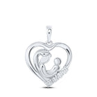 Eternal Love Diamond Heart Pendant | 10kt White Gold Mother Child Necklace 1/5 Cttw - Splendid Jewellery