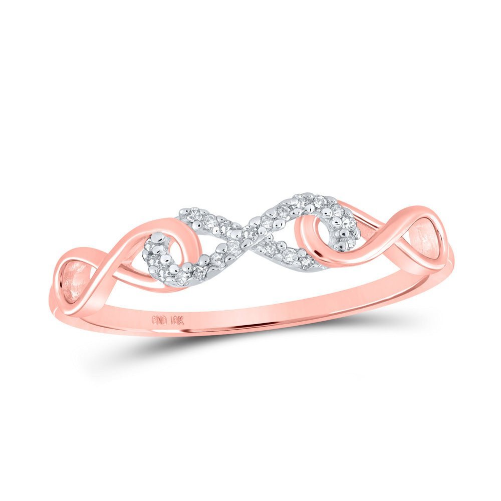 Eternal Love Diamond Heart Ring | 10kt Rose Gold Womens Round Diamond Infinity Ring 1/20 Cttw | Splendid Jewellery - Splendid Jewellery