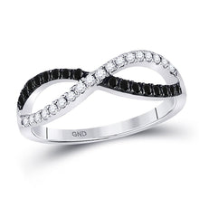 Load image into Gallery viewer, Eternal Love Diamond Heart Ring | 10kt White Gold Womens Round Black Color Enhanced Diamond Infinity Ring 1/3 Cttw Top View from Splendid Jewellery