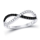 Eternal Love Diamond Heart Ring | 10kt White Gold Womens Round Black Color Enhanced Diamond Infinity Ring 1/3 Cttw Top View from Splendid Jewellery