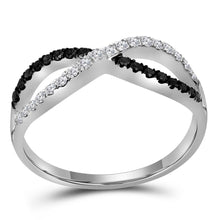 Load image into Gallery viewer, Eternal Love Diamond Heart Ring | 10kt White Gold Womens Round Black Color Enhanced Diamond Infinity Ring 1/3 Cttw Side View 2 from Splendid Jewellery
