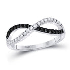 Eternal Love Diamond Heart Ring | 10kt White Gold Womens Round Black Color Enhanced Diamond Infinity Ring 1/3 Cttw - Splendid Jewellery