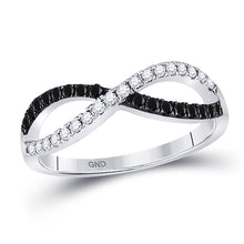 Load image into Gallery viewer, Eternal Love Diamond Heart Ring | 10kt White Gold Womens Round Black Color Enhanced Diamond Infinity Ring 1/3 Cttw - Splendid Jewellery
