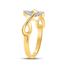 Load image into Gallery viewer, Eternal Love Diamond Heart Ring | 10kt Yellow Gold Womens Round Diamond Infinity Twist Heart Ring 1/10 Cttw Side View from Splendid Jewellery