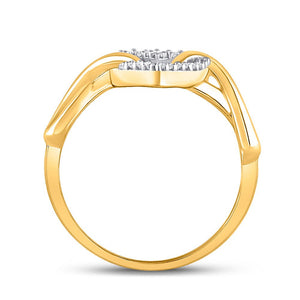 Eternal Love Diamond Heart Ring | 10kt Yellow Gold Womens Round Diamond Infinity Twist Heart Ring 1/10 Cttw - Splendid Jewellery